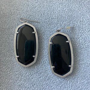 Kendra Scott Danielle Silver Earrings in Black Opaque Glass - Mint Condition
